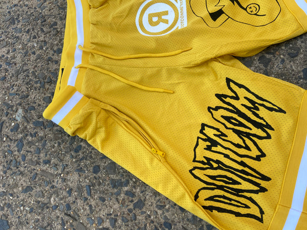 Yellow DOTCOM GRAFFITI Basketball Shorts