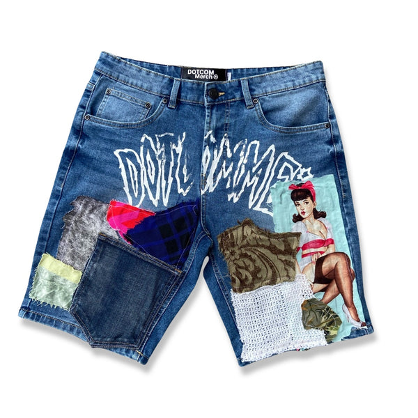 DOTCOMME* PATCH WORK DENIM SHORTS