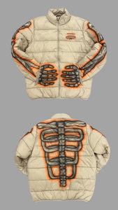 Tan & Orange Airbrush Skull Puffer"