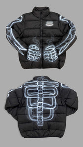 Black Airbrush Skull Puffer jacket