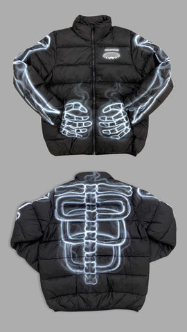 Black Airbrush Skull Puffer jacket