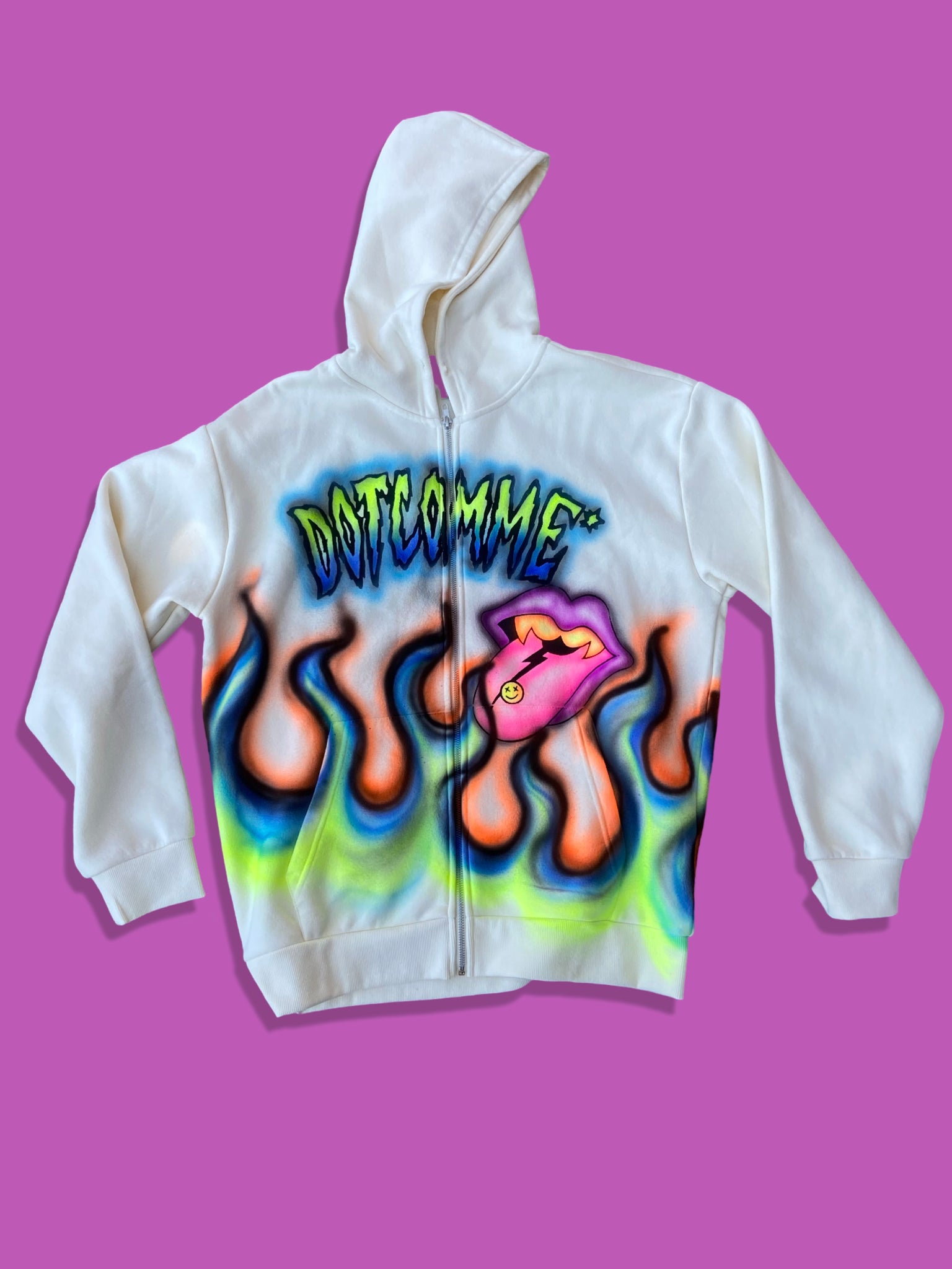 DOTCOMME* AIRBRUSH FLAME HOODIE"ORANGE