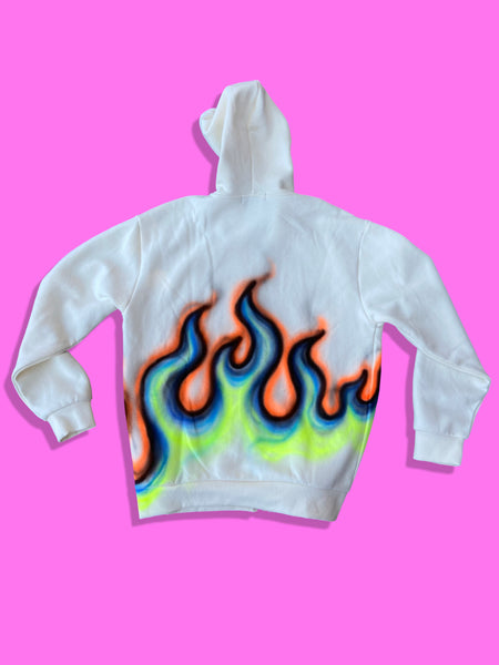 DOTCOMME* AIRBRUSH FLAME HOODIE"ORANGE