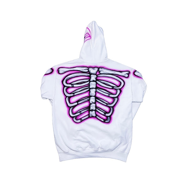 "AIRBRUSH SKULL HOODIE PINK"