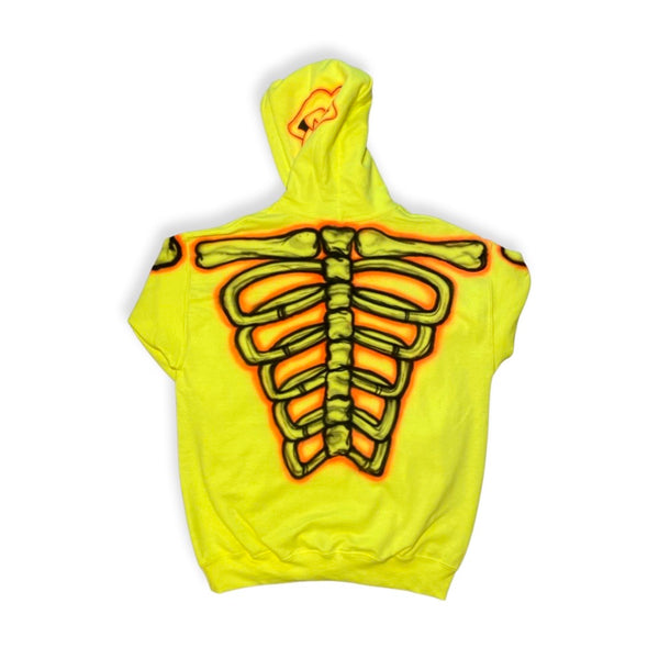 Neon Yellow "AIRBRUSH SKULL HOODIE" by DOTCOM