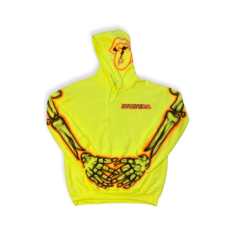 Neon Yellow "AIRBRUSH SKULL HOODIE" by DOTCOM