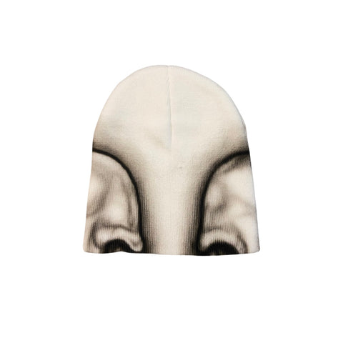 "Airbrushed Skull Beanie" White and Black