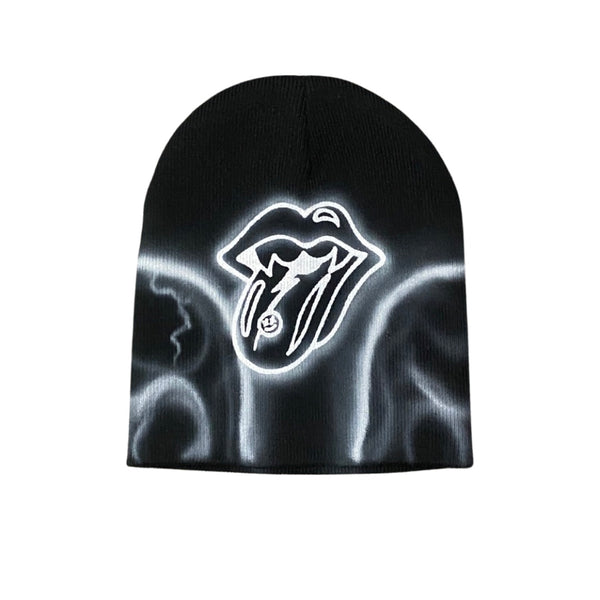 "Airbrushed Skull Beanie" Black & White