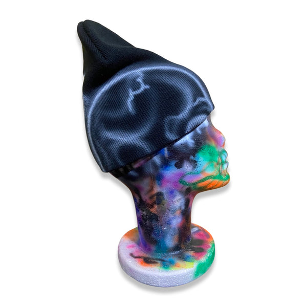 "Airbrushed Skull Beanie" Black & White