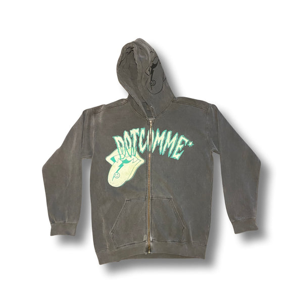 VINTAGE GREY "GLOW IN DARK DOTOMME*" ZIP UP HOODIE