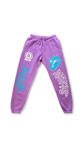 PURPLE NIGHT GLO "DOTCOMME* MADNESS" SWEAT PANTS