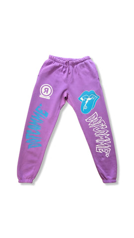 PURPLE NIGHT GLO "DOTCOMME* MADNESS" SWEAT PANTS